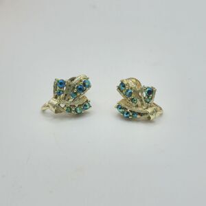Vintage gold Teal Longcraft screw back earrings